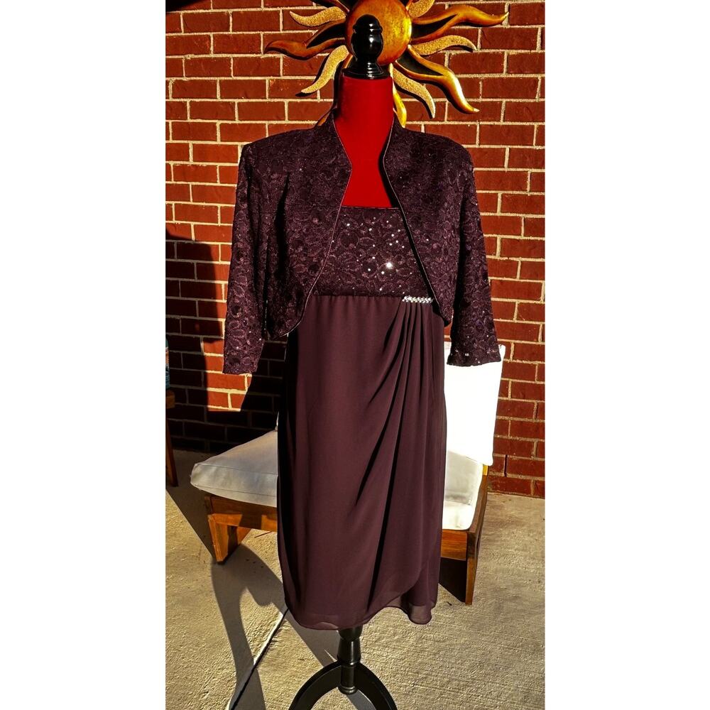 R&M Richards two-piece formal dress set lace bolero jacket